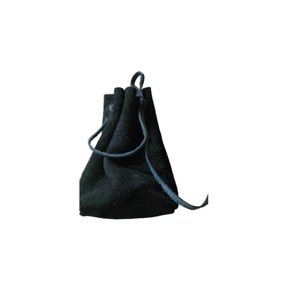 1323 Handmade Medieval Viking Coin Pouch – Black Suede Leather Drawstring